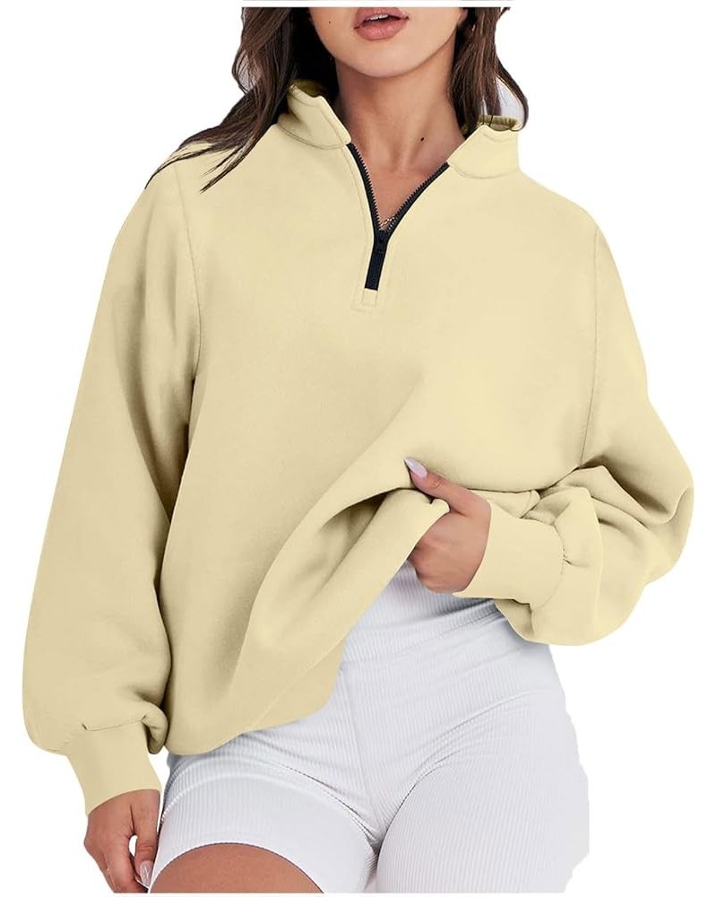 Women's Sweatshirts Casual Fashion Button Solid Color Pullover Tops Casual Long Sleeve Zip Sweatshirts 03-khaki $9.38 Hoodies...