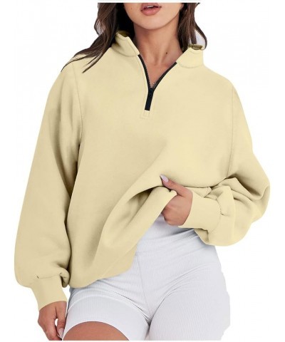 Women's Sweatshirts Casual Fashion Button Solid Color Pullover Tops Casual Long Sleeve Zip Sweatshirts 03-khaki $9.38 Hoodies...