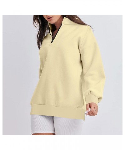 Women's Sweatshirts Casual Fashion Button Solid Color Pullover Tops Casual Long Sleeve Zip Sweatshirts 03-khaki $9.38 Hoodies...