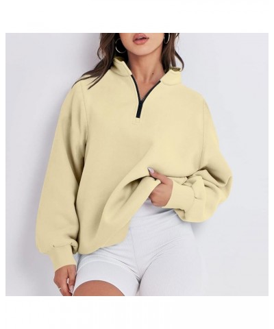 Women's Sweatshirts Casual Fashion Button Solid Color Pullover Tops Casual Long Sleeve Zip Sweatshirts 03-khaki $9.38 Hoodies...