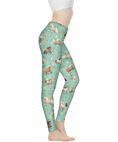 Women Leggings Stretchy Capris Leggings Soft Yoga Pants Printed Legging Pants Gift for Women Teens Girls Size XS-3XL Horses $...