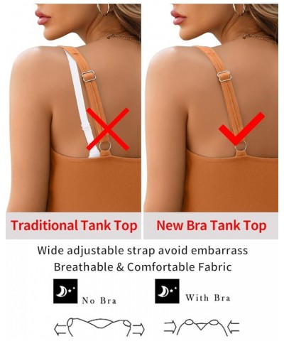 Tank Top for Women with Built-in Padded Bra Adjustable Wide Strap Camisole Cotton Cami Shirts Terracotta $14.83 Tanks