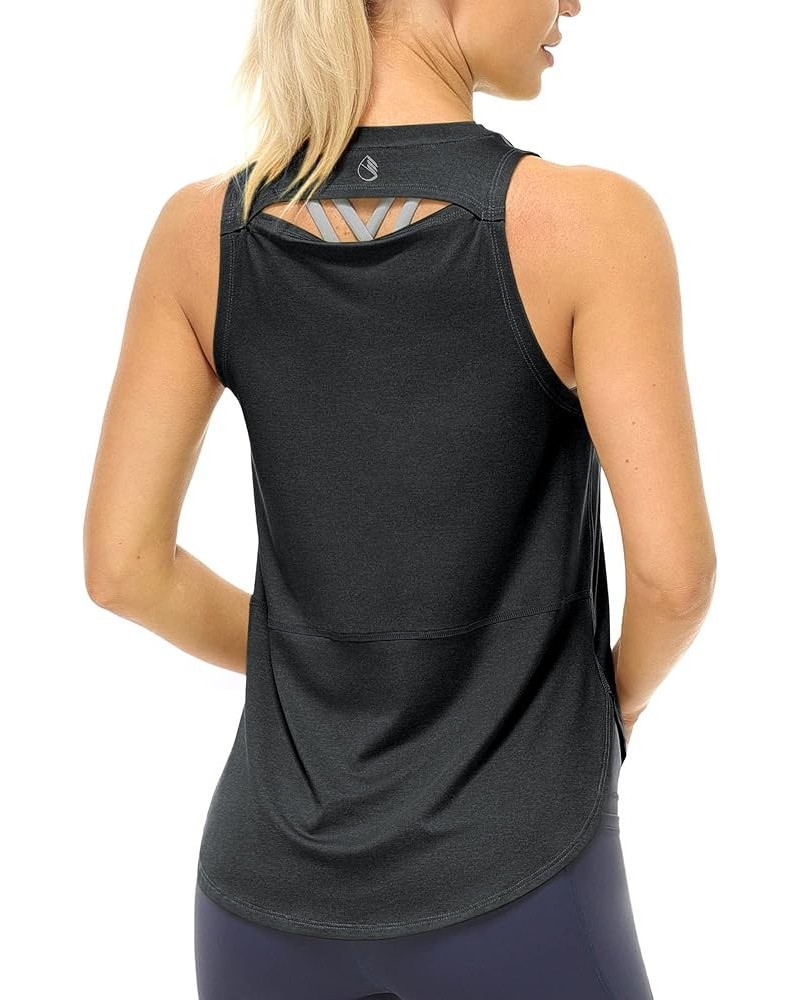 High Neck Workout Tank Tops for Women, Racerback Athletic Gym Exercise Yoga Tops Black $11.04 Activewear