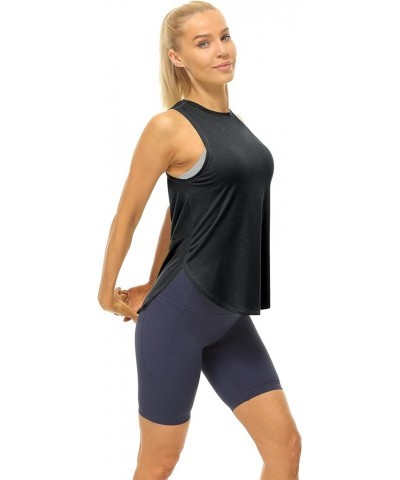 High Neck Workout Tank Tops for Women, Racerback Athletic Gym Exercise Yoga Tops Black $11.04 Activewear