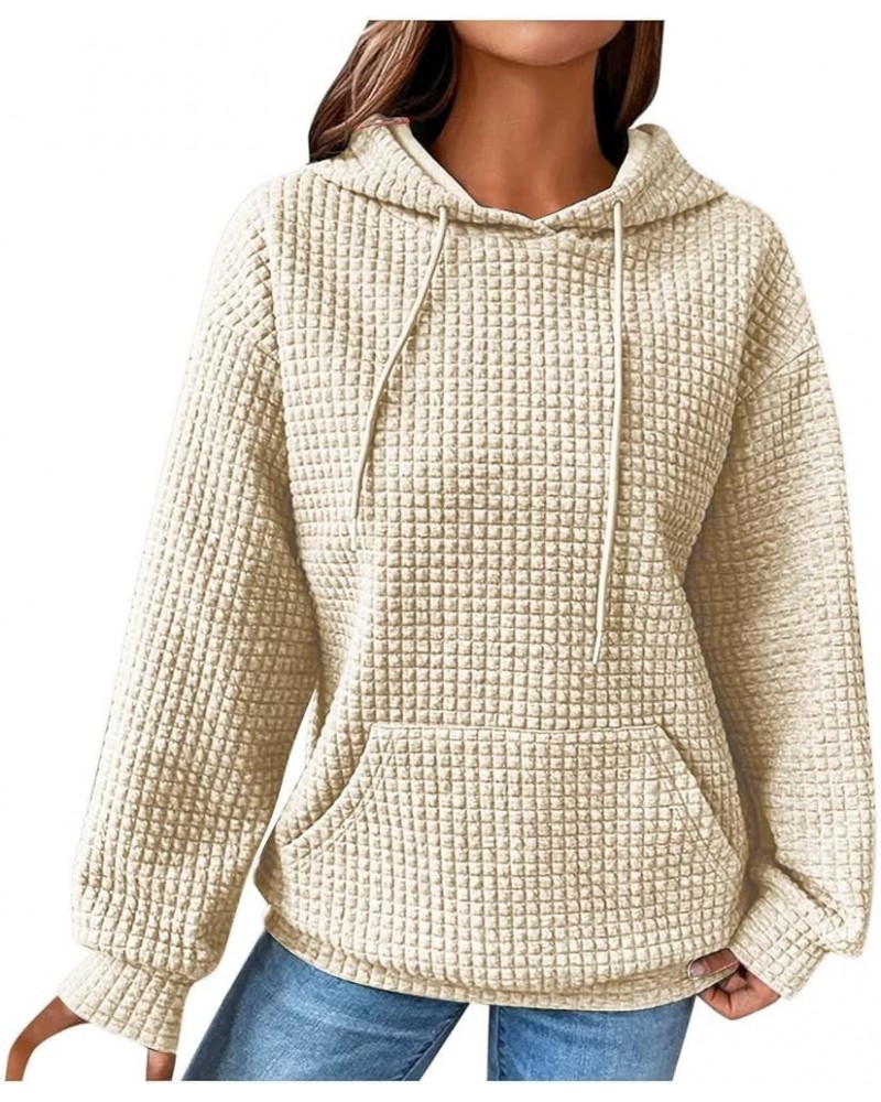 Fall Sweatshirts for Women Casual Long Sleeve Lightweight Cable Knit Oversized Hoodie Drawstring Pullover Tops C-beige $9.46 ...