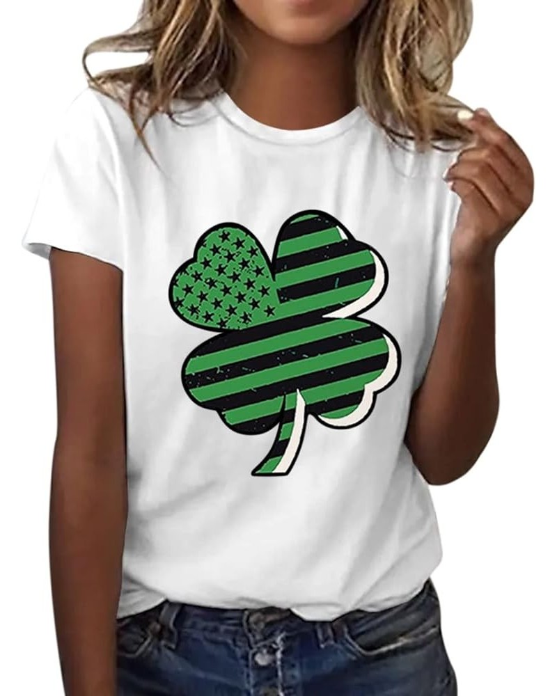 2024 St Patricks Day Shirt,Women's St Patrick's Day T-Shirt Lucky Irish Shamrock Blessed and Lucky Crewneck Graphic Tees Tops...