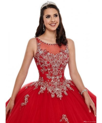 Women's Sleeveless Quinceanera Dresses Tulle Long Prom Party Gowns Sweet 16 Formal Dress Wathet $70.95 Dresses