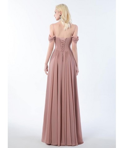 Women's Off The Shoulder Bridesmaid Dresses with Pockets Chiffon Pleated Long Formal Evening Gowns Turquoise $23.10 Dresses