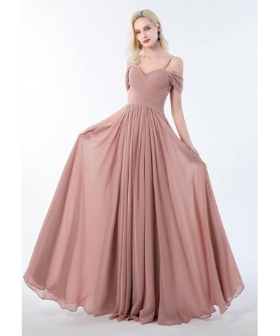 Women's Off The Shoulder Bridesmaid Dresses with Pockets Chiffon Pleated Long Formal Evening Gowns Turquoise $23.10 Dresses