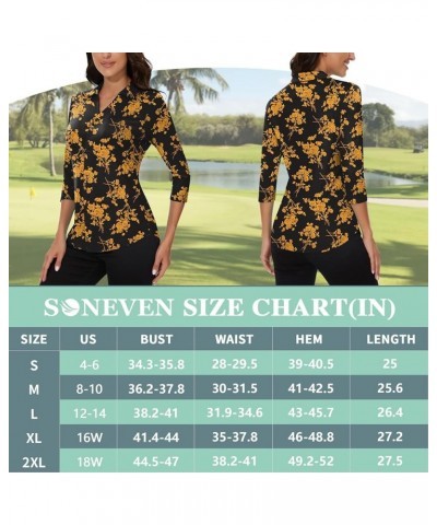 Womens Short Sleeve/Sleeveless Polo Shirts V Neck Collared Button Down Shirt Tops Yellow Floral $14.52 Shirts