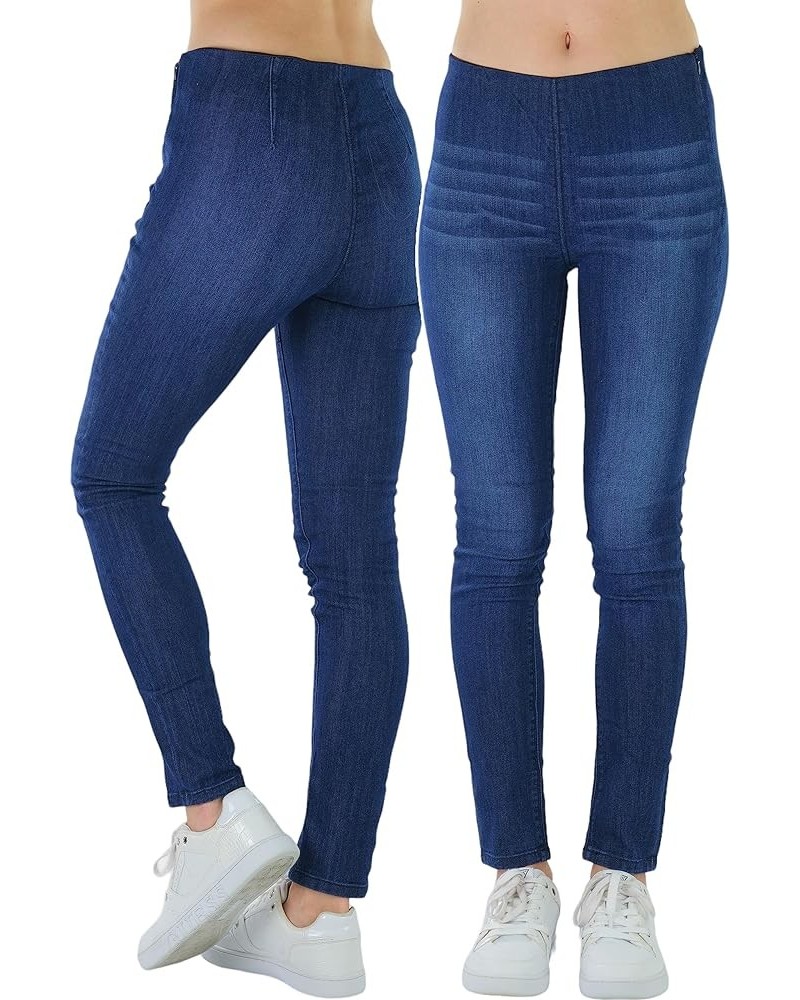 Women’s Basic Timeless Classic Everyday Denim Skinny Jeans Side Zipper Slim Jeans - Dark Blue $15.16 Jeans