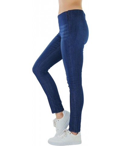 Women’s Basic Timeless Classic Everyday Denim Skinny Jeans Side Zipper Slim Jeans - Dark Blue $15.16 Jeans