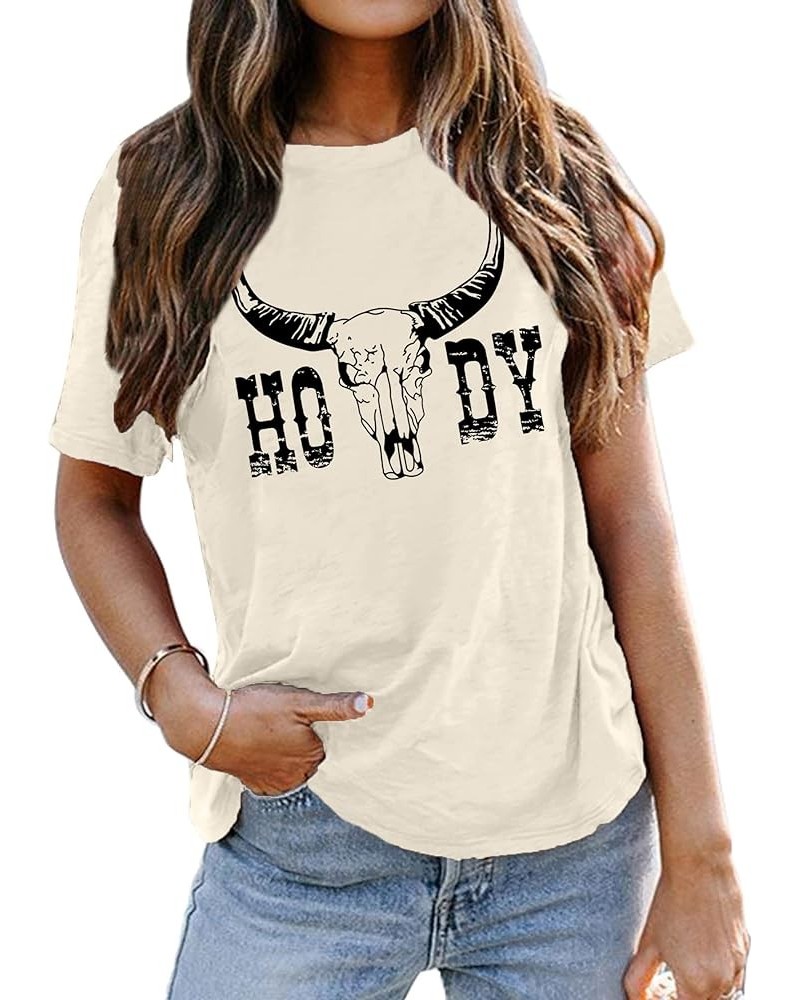 Howdy Cowgirl Shirt Women Western Vintage Country Southern Graphic Tops Tees Casual Short Sleeve T Shirts Beige $10.00 T-Shirts