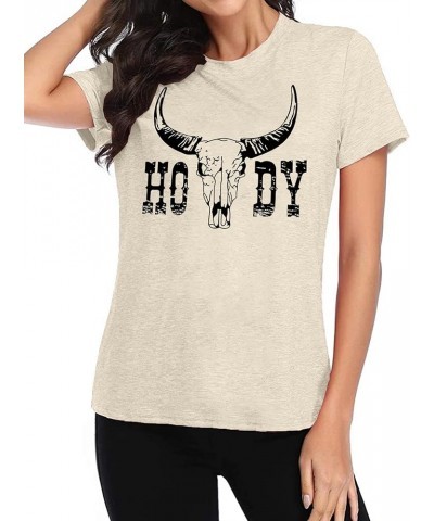 Howdy Cowgirl Shirt Women Western Vintage Country Southern Graphic Tops Tees Casual Short Sleeve T Shirts Beige $10.00 T-Shirts