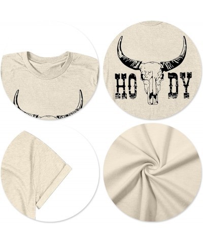 Howdy Cowgirl Shirt Women Western Vintage Country Southern Graphic Tops Tees Casual Short Sleeve T Shirts Beige $10.00 T-Shirts