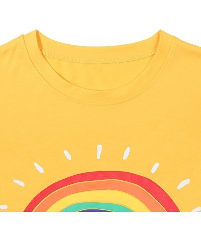 Be Kind Tshirts for Women Rainbow Graphic Short Sleeve Inspirational Shirt Funny Casual Tee Shirts Yellow $10.79 T-Shirts
