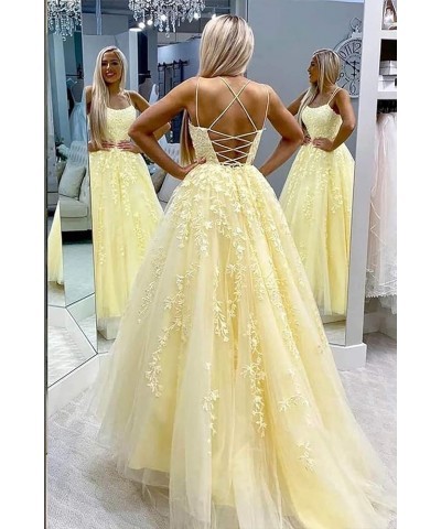 Tulle Prom Dress Lace Appliques Ball Gowns Straps Long Evening Dresses for Women Putty $43.70 Dresses