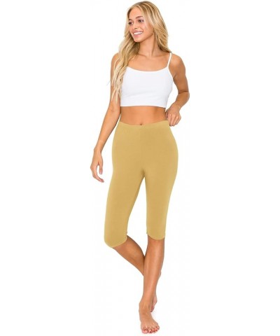 Cotton Knee Length Leggings for Women & Boy Shorts Underwear Panties, Yoga Biker Shorts Knee Length Khaki $12.95 Leggings