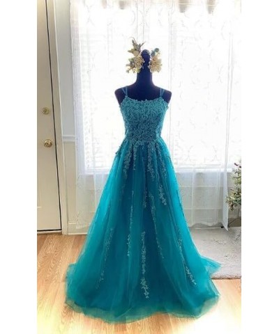 Tulle Prom Dress Lace Appliques Ball Gowns Straps Long Evening Dresses for Women Putty $43.70 Dresses