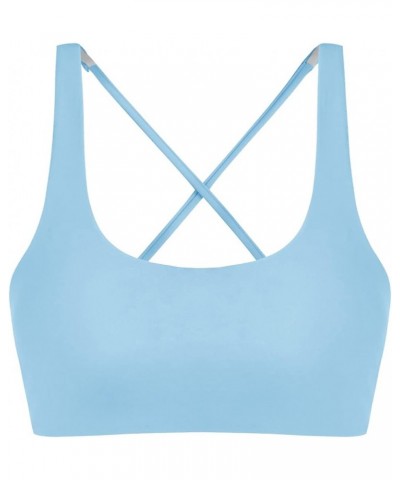 Women's Adjustable Lace-up Bikini Top Push Up Padded Swimsuit Tops A-light Blue $10.75 Swimsuits