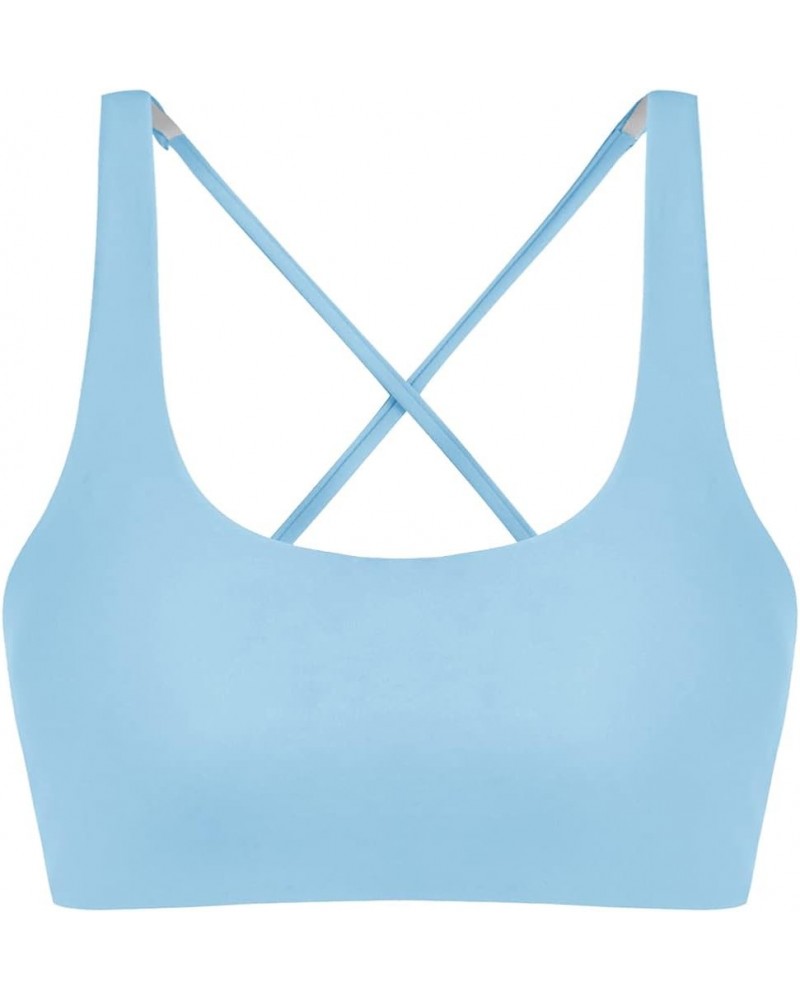Women's Adjustable Lace-up Bikini Top Push Up Padded Swimsuit Tops A-light Blue $10.75 Swimsuits
