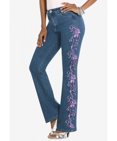 Women's Plus Size Whitney Jean with Invisible Stretch Embroidered Bootcut Jeans Emerald Swirl Embroidery $39.89 Jeans