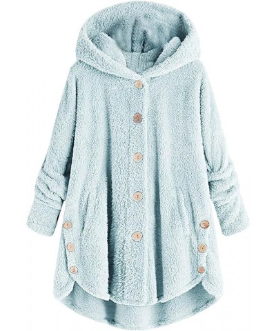 Blanket Hoodie Women's Fall Winter Soft Warm Fleece Jackets Hooded Tail Button Pullover Sweatshirt Loose Cosy Coat Blue-b $11...