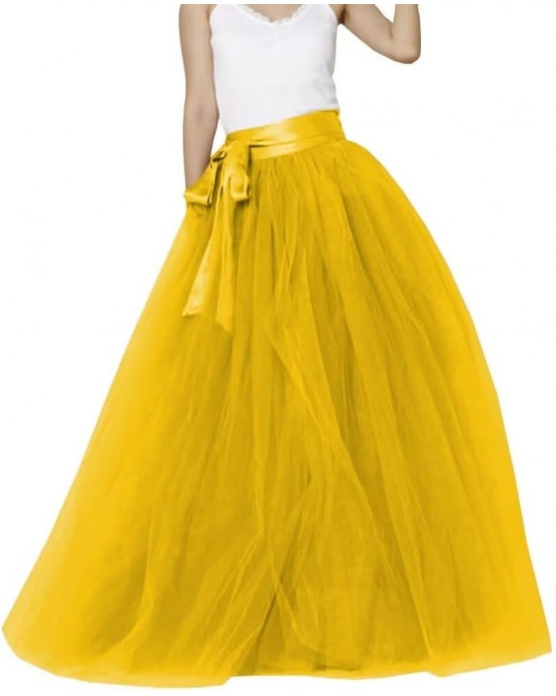 Women's A Line Tulle Maxi Long Layered Skirt for Women Floor Length Evening Party Skirts Gold $21.60 Skirts