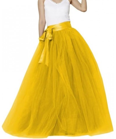 Women's A Line Tulle Maxi Long Layered Skirt for Women Floor Length Evening Party Skirts Gold $21.60 Skirts