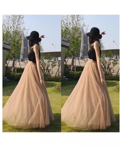 Women's A Line Tulle Maxi Long Layered Skirt for Women Floor Length Evening Party Skirts Gold $21.60 Skirts