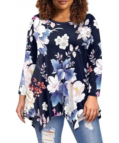 Plus Size Tunic Tops Long Sleeve Shirts for Women Swing Flowy Loose Elegant Floral $12.60 Tops