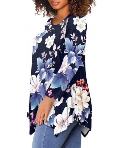 Plus Size Tunic Tops Long Sleeve Shirts for Women Swing Flowy Loose Elegant Floral $12.60 Tops