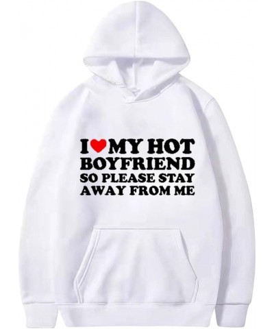 Women Valentines Day Hoodie Girlfriend Hooded Sweatshirt Tops Cute Sweater Pullover Funny Letter Print Outfits J036-white $8....