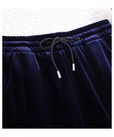 Women's Comfort Fit Wide Leg Velvet Pants Drawstring High Waist Velour Pants Black $19.08 Others