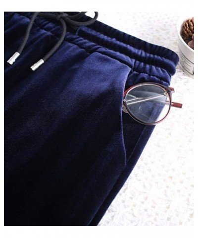 Women's Comfort Fit Wide Leg Velvet Pants Drawstring High Waist Velour Pants Black $19.08 Others