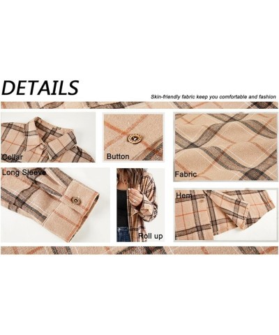 Women's Long Sleeve Plaid Shirts Flannel Collared Button Down Shacket Casual Rolled Up Boyfriend Blouse Tops Light Purple - 6...