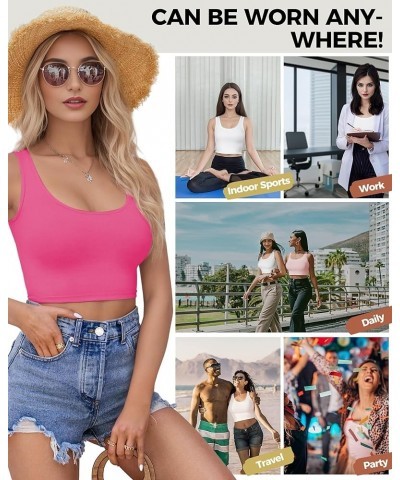 2Piece Crop Tops for Women, U Neck Sleeveless Tank Tops, Basic Cropped Racerback Going Out Tops Athletic Sports Shirts White+...