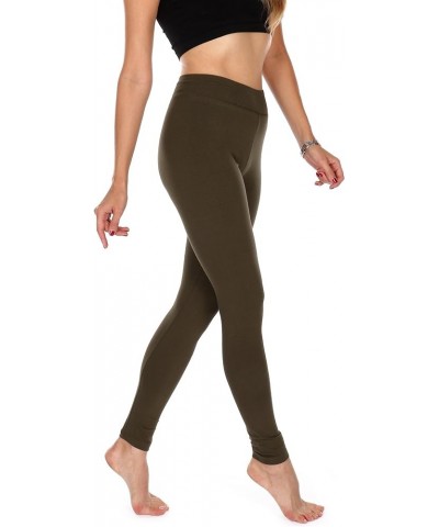 Cotton Spandex High Waisted Premium Leggings - Full Length, Breathable, Cotton Fabric- Regular & Plus Size Olive $9.68 Leggings