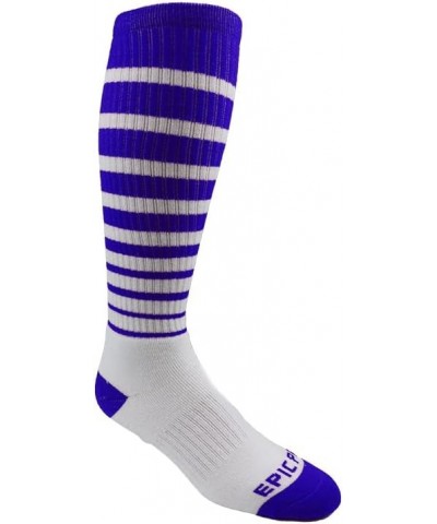 Epic Adult Tiger Striped Calf - Cute Novelty Fun Design OTC Socks (1-Pair) White Body/Royal Stripes $5.58 Socks