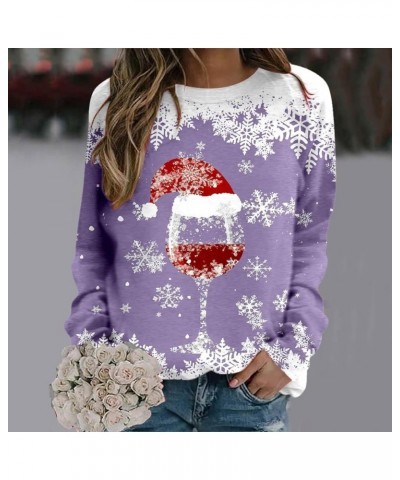 2023 Ugly Christmas Sweater for Women Long Sleeve Christmas Tops Rhinestones Wine Glass Graphic Crewneck Sweatshirt Tunics A4...