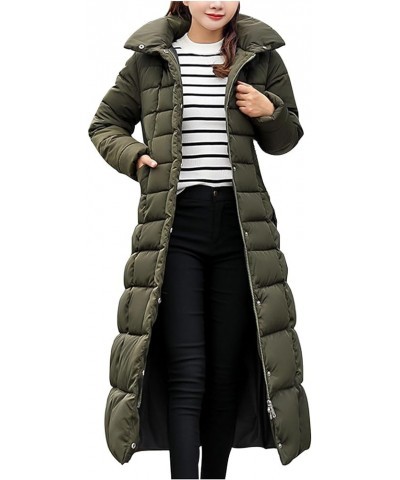 Womens Fashion Hooded Coat 2023 Quilted Long Puffer Jackets Waterproof Warm Winter Maxi Length Parka Coats G01-army Green $27...