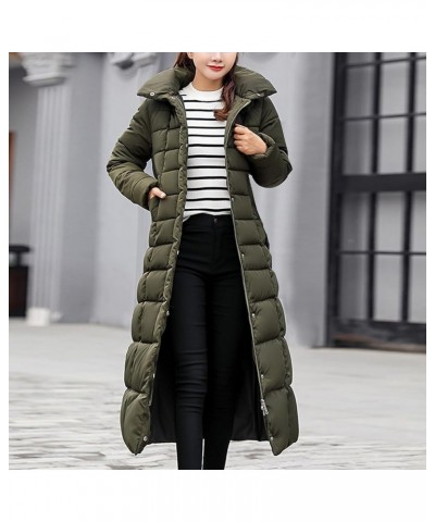 Womens Fashion Hooded Coat 2023 Quilted Long Puffer Jackets Waterproof Warm Winter Maxi Length Parka Coats G01-army Green $27...