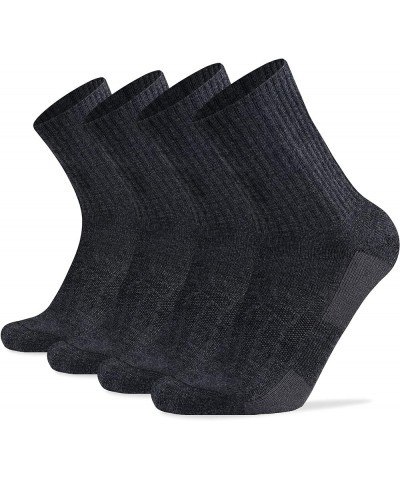 Merino Wool Cushioned Hiking Socks for Men Women, Warm Crew Walking & Boot Socks for Trekking, Work, Outdoor 4 Pairs Dark Gre...