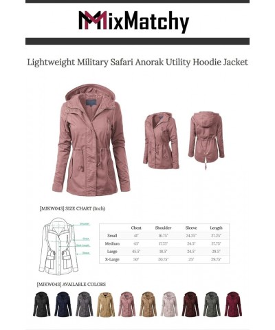 Women's Lightweight Military Safari Anorak Utility Junior Fit Hoodie Jacket C Wine $23.96 Jackets