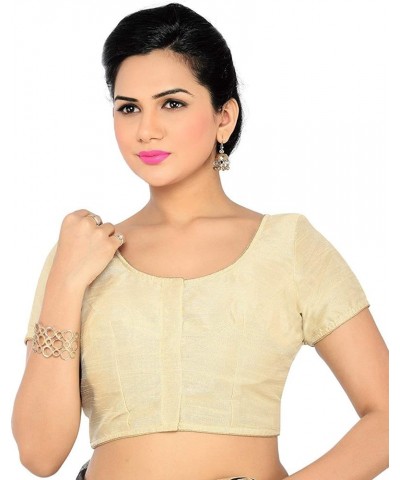 Readymade Saree Blouses Indian Choli for Women Readymade Blouse Saree Plain Padded Choli Top Gold 406 $20.25 Blouses