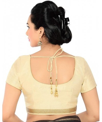 Readymade Saree Blouses Indian Choli for Women Readymade Blouse Saree Plain Padded Choli Top Gold 406 $20.25 Blouses