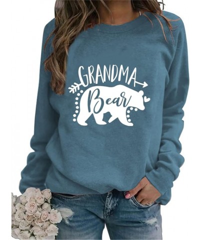 Grandma Sweatshirts Womens Cute Bear Graphic Shirt Gifts Casual Long Sleeve Lightweight Pullover Tops Mothers Day Blue $10.69...