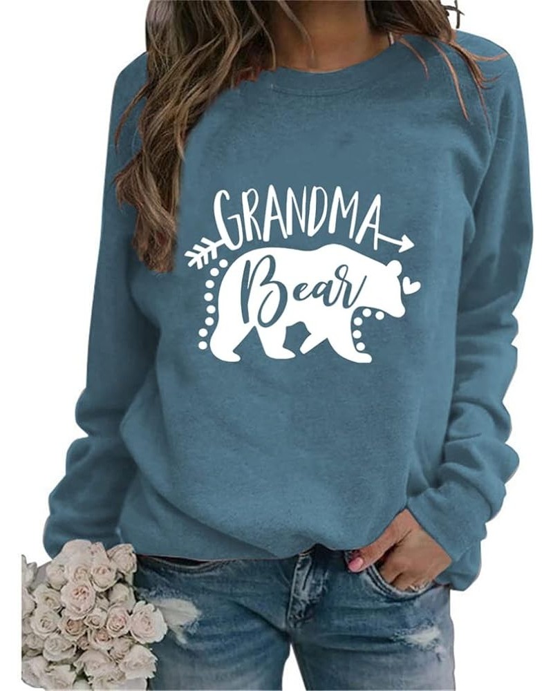 Grandma Sweatshirts Womens Cute Bear Graphic Shirt Gifts Casual Long Sleeve Lightweight Pullover Tops Mothers Day Blue $10.69...