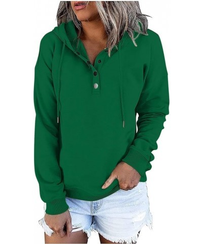 Fashion 2023 Hoodies Solid Color Long Sleeve Button Pullover Tops Loose Fit Casual Y2K Fall Sweatshirts Green 3 $8.82 Hoodies...