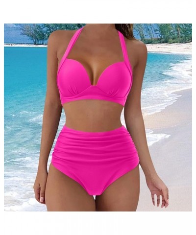 Womens 2 Piece Swimsuits Halter High Waisted Bathing Suits Sexy Push Up Beach Bikini Sets Trendy Slim Fit Swimwear A15 $17.54...